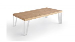 mesa centro rectangular moderna gio chapa natural acero lacado, estilo industrial fija