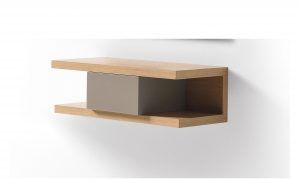modulo flotante moderno top chapa natural laca cajon entrada recibidor