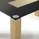 Mesa de Comedor VISION WOOD tapa cristal moderna fija