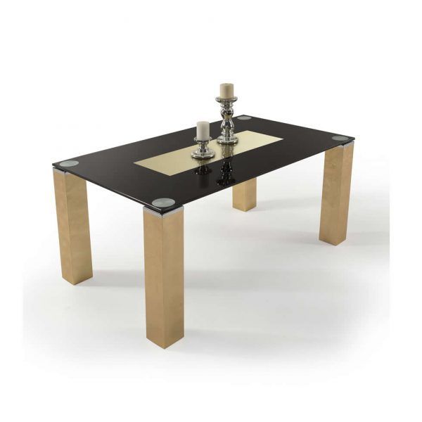 Mesa de Comedor VISION WOOD fija moderna tapa cristal