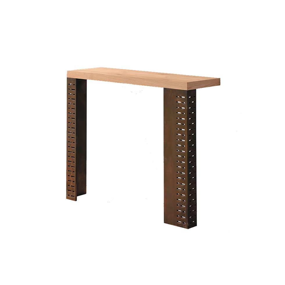 Consola moderna Gliss para colgar moderna chapa natural y acero Consola GLISS chapa natural y acero lacado moderna colgar
