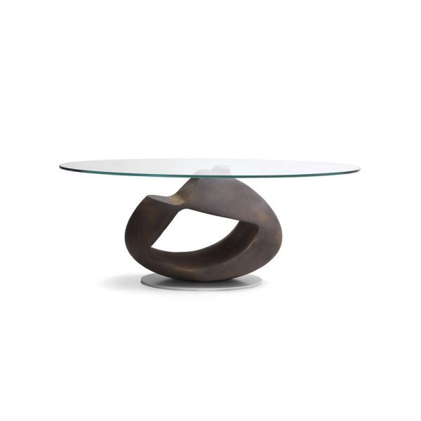 Mesa de Centro elíptica ÓVOLO tapa cristal moderna