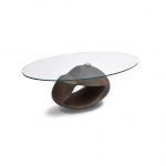 Mesa de Centro elíptica ÓVOLO fija tapa cristal resina