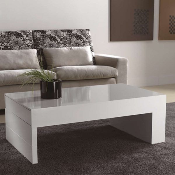 Mesa ADDA moderna con botellero lateral laca centro rectangular