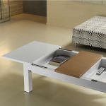 Detalle mesa moderna centro rectangular deslizante ALFA