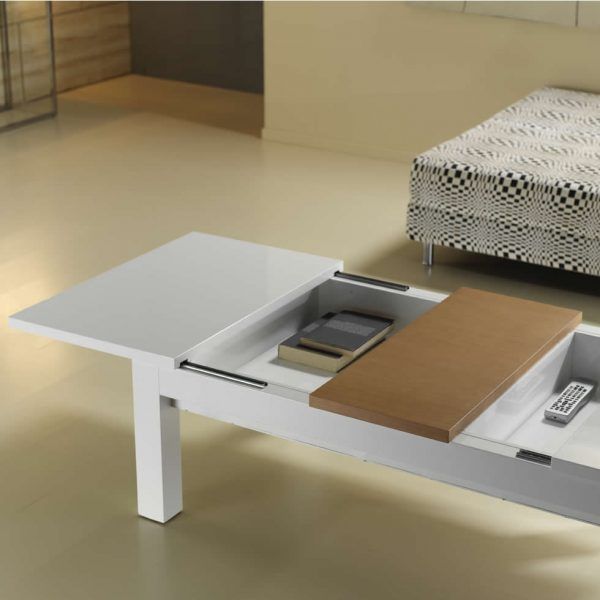 Detalle mesa moderna centro rectangular deslizante ALFA