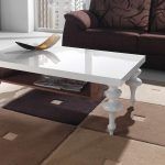 Mesa de Centro CALIPSO WOOD fija revistero patas torneadas laca chapa natural