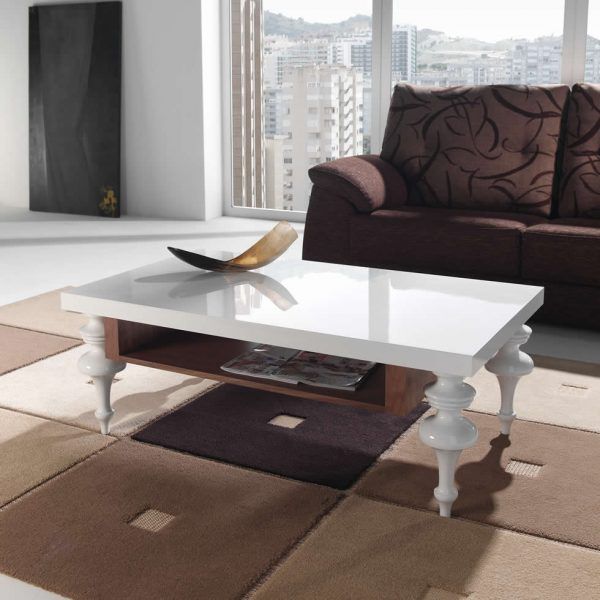 Mesa de Centro rectangular CALIPSO WOOD moderna patas torneadas