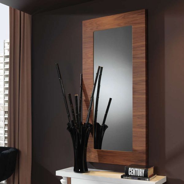Espejo moderno CALIPSO WOOD chapa natural nogal