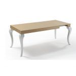 detalle mesa salon comedor rectangular extensible fija status patas haya maciza