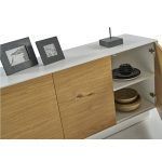 detalle aparador rubi moderno interior puertas push laca chapa natural salon comedor
