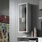 vitrina mueble salon moderno rubi colgar puerta cristal push laca