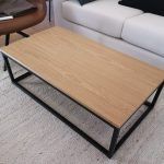 Mesa de Centro ERBA fija salon chapa natural y acero lacado