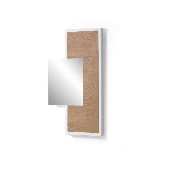 Espejo recibidor moderno START colgado 60 x 90 cm. chapa natural detalle laca