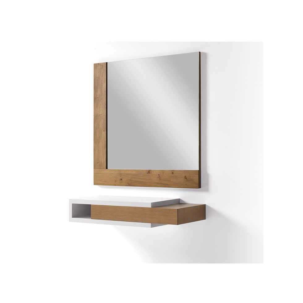 Conjunto recibidor moderno Setti chapa natural y laca. Conjunto Recibidor moderno SETTI chapa natural acero colgar