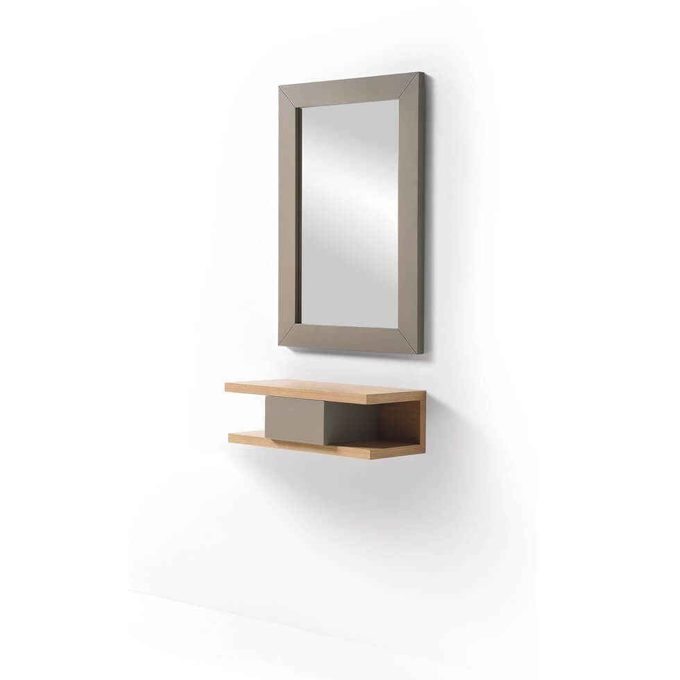 ZADISE.ANZADI.217111.217094 ESPEJO Y CONSOLA TOP.980X980IMG modulo de colgar con cajon moderno TOP chapa natural y lacado