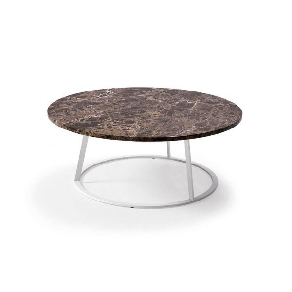 Mesa centro moderna redonda tapa marmol NUUR acero laca