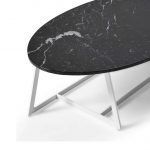 Mesa SPOOL eliptica con patas en acero marmol moderna