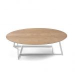 Mesa SPOOL eliptica moderna fija chapa natural con patas en acero laca