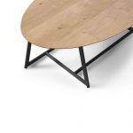 Detalle mesa SPOOL eliptica patas acero chapa natural fija