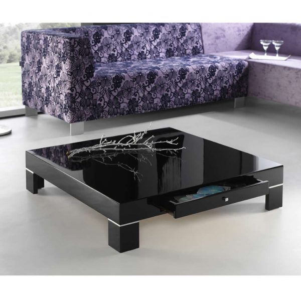 Mesa Centro moderna NELLY lacada detalle cajon central