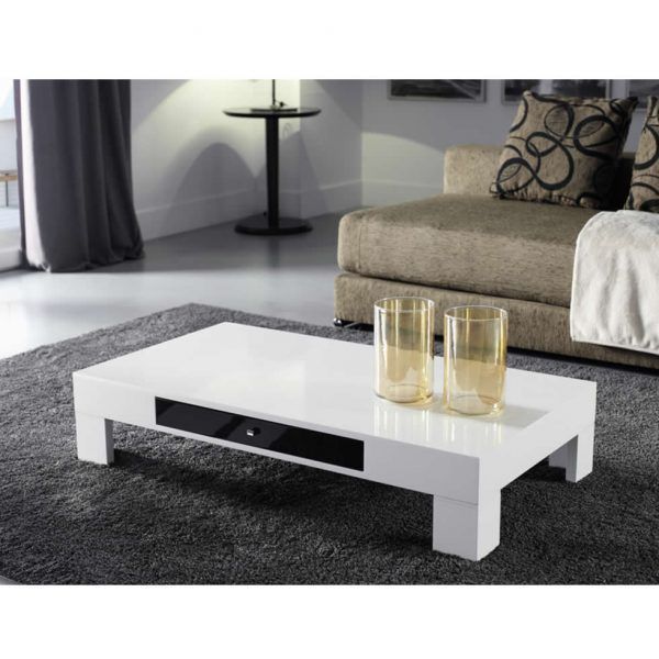 Mesa de Centro moderna NELLY rectangular cajon lateral laca