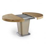 Mesa comedor redonda extensible Savona moderna chapa natural y laca