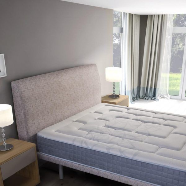 ambiente cabezal tapizado moderno verona base y colchon marsella descanso