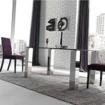 Mesa de comedor rectangular moderna VISION INOX cristal fija