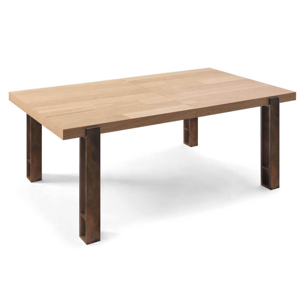 Mesa fija o extensible rectangular Nomos chapa natural y acero mesa comedor rectangular nomos fija extensible moderna salon