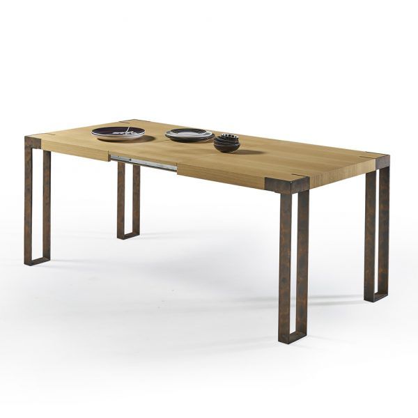 detalle extensible mesa comedor rectangular moderna pair