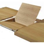 detalle extensible mesa comedor rectangular chapa natural moderna