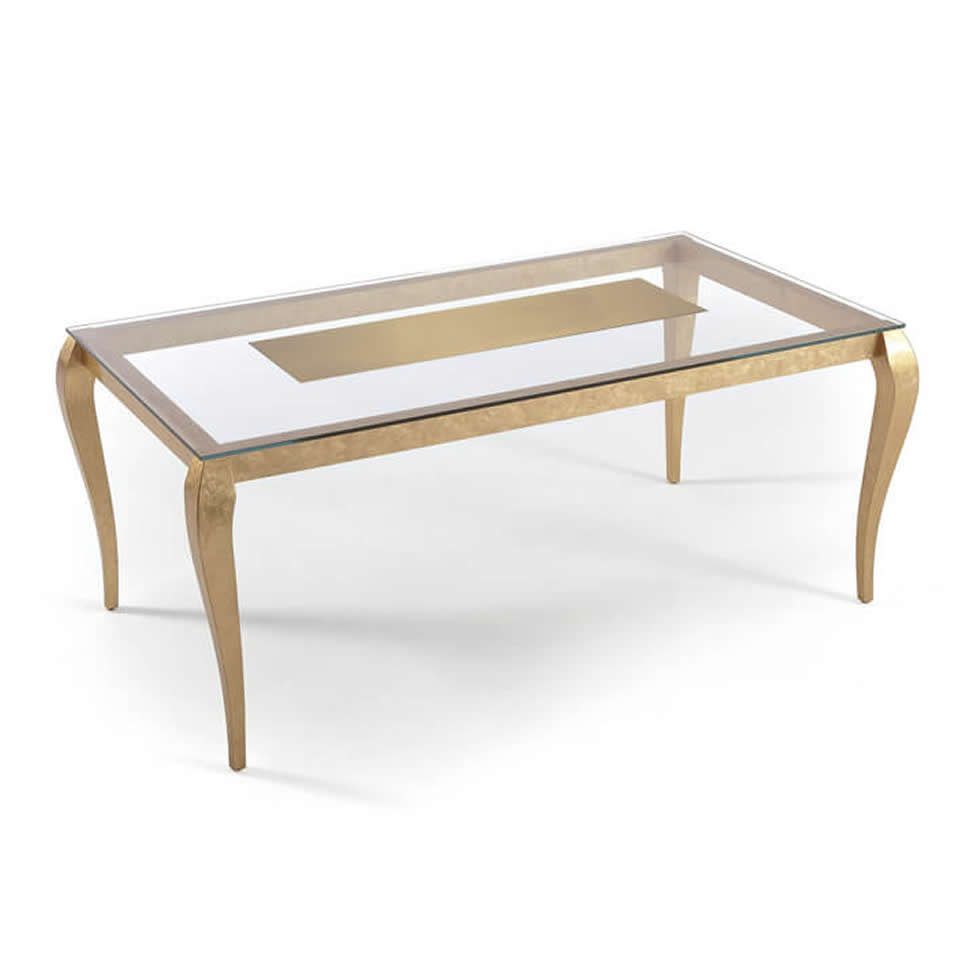 Mesa de Comedor rectangular fija DIVANI GLASS lacada con tapa de cristal Mesa de Comedor DIVANI GLASS moderna fija tapa cristal