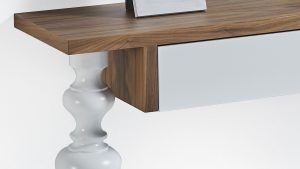 detalle consola moderna retto wood patas torneadas cajon colgar entrada
