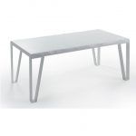 Mesa de Comedor Rectangular moderna Gio fija acero tapa canto tronco