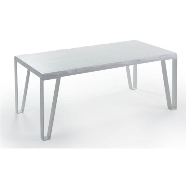 Mesa de Comedor Rectangular moderna Gio fija acero tapa canto tronco
