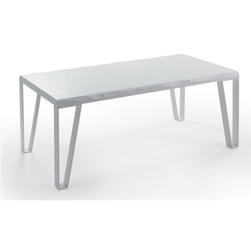 Mesa rectangular fija en comedor Gio tapa canto efecto tronco Mesa de Comedor Rectangular moderna Gio fija acero tapa canto tronco