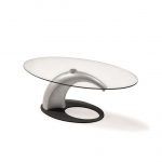 Mesa de Centro OLA eliptica en resina tapa cristal fija