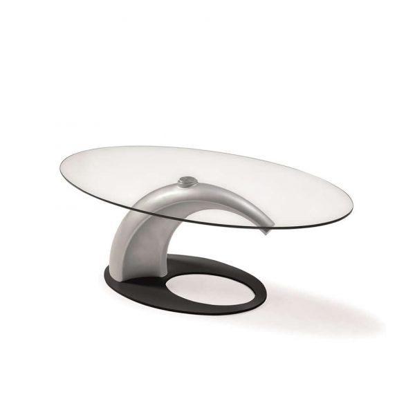 Mesa de Centro OLA eliptica en resina tapa cristal fija