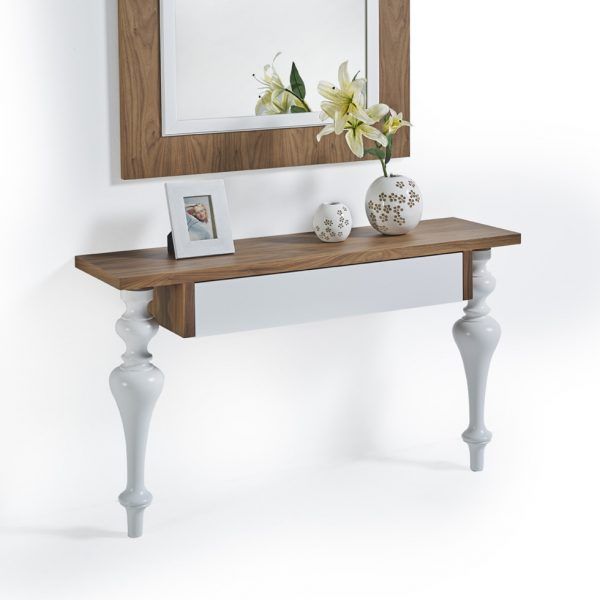 consola moderna retto wood colgar patas torneadas