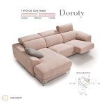 Sofa chaiselongue moderno salon DOROTY deslizante abatible Pedro Ortiz