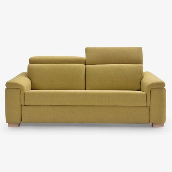 detalle sofa cama cabezal abatible moderno carmel tapizado patas madera
