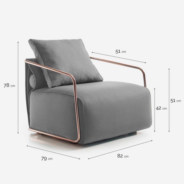medidas butaca tapizada adex brazos metalicos tela dormitorio salon