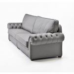 Detalle tapizado capitone brazo sofa marino salon clasico piel