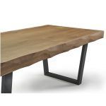 detalle mesa comedor rectangular moderna palermo 2 extensible lateral chapa natural acero