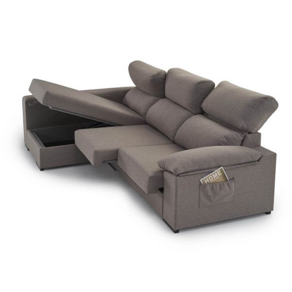 detalle sofa cama con chaiselongue dalia extraible y arcon