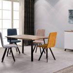silla salon comedor de metal mira tapizada moderna