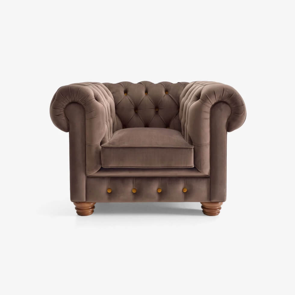 Sillón fijo modelo CHESTE tapizado capitoné en clásico sillon individual cheste clasico capitone