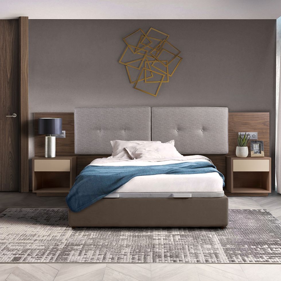 Ambiente cabezal móvil tapizado moderno MILAN cabezal movil tapizado MILAN dormitorio moderno chapa natural