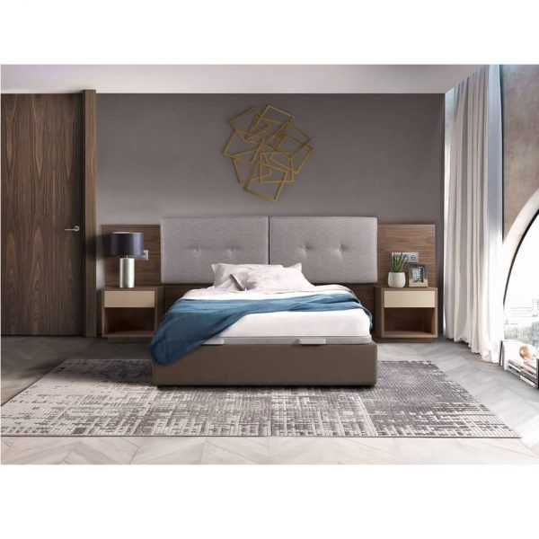 ambiente cabezal dormitorio moderno milan movil tapizado chapa natural
